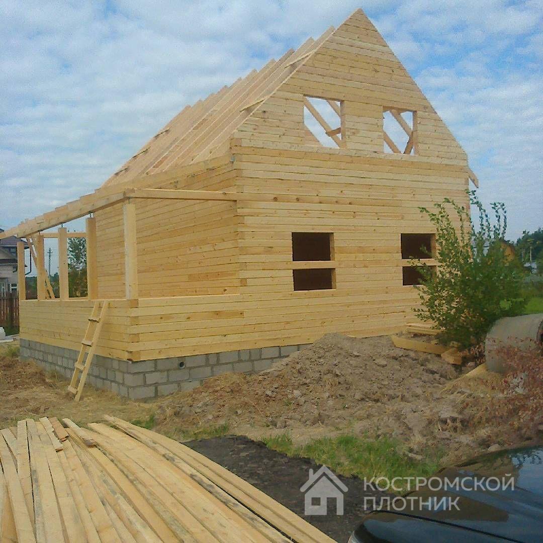 Дом из бруса 6×9 в полтора этажа, плюс вернада